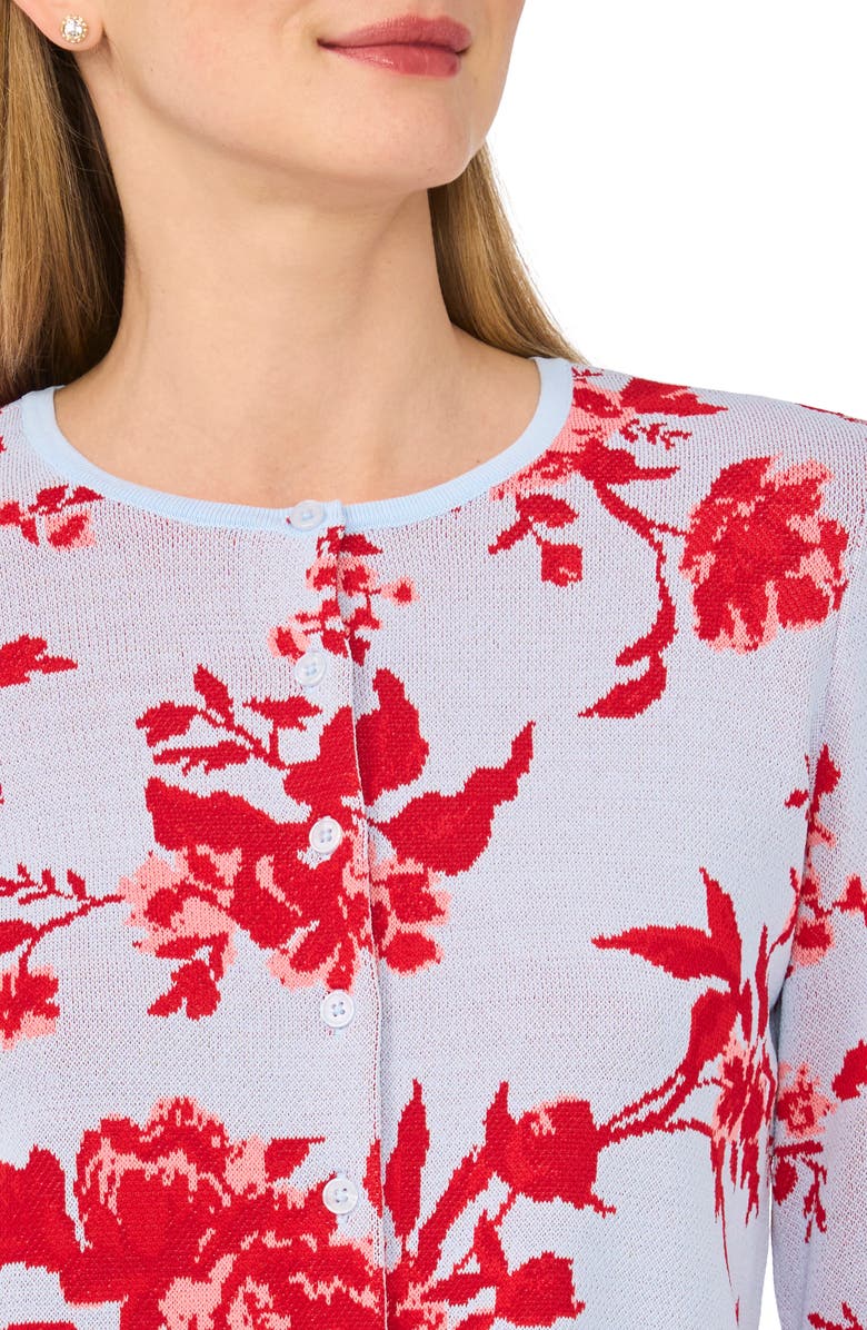 Ted Baker Floral Jacquard Cardigan, Alternate, color, Dusty Sky Blue