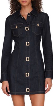 Avec Les Filles Seamed Stretch Denim Shirtdress