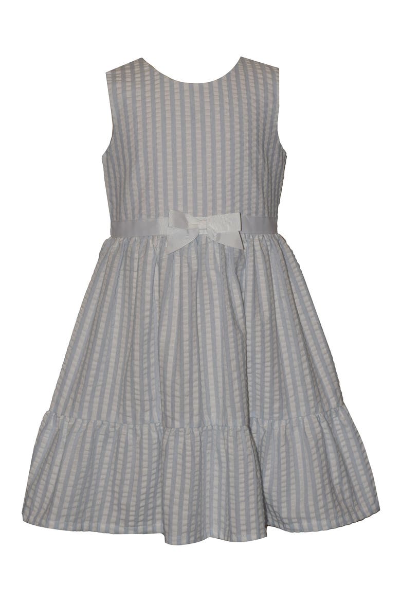 Kids' Seersucker Stripe Dress & Embroidered Cardigan Set, Alternate, color, BLUE