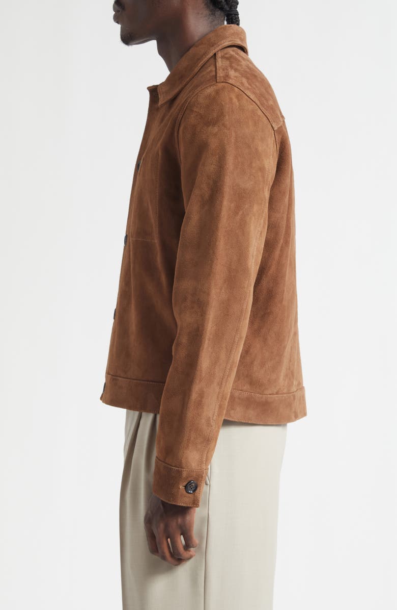 AMI PARIS Ami De Coeur Leather Shirt Jacket, Alternate, color, Hazelnut