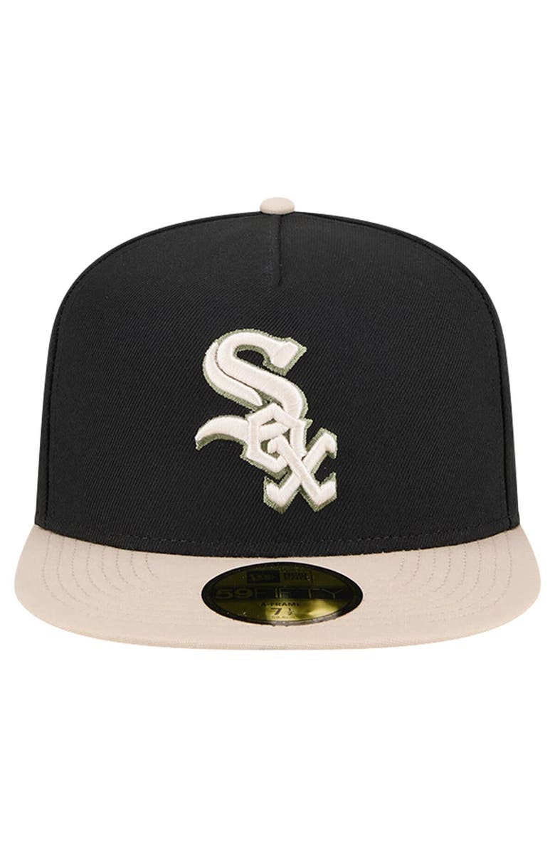 New Era Men's New Era Black Chicago White Sox Canvas A-Frame 59FIFTY Fitted Hat, Alternate, color, 