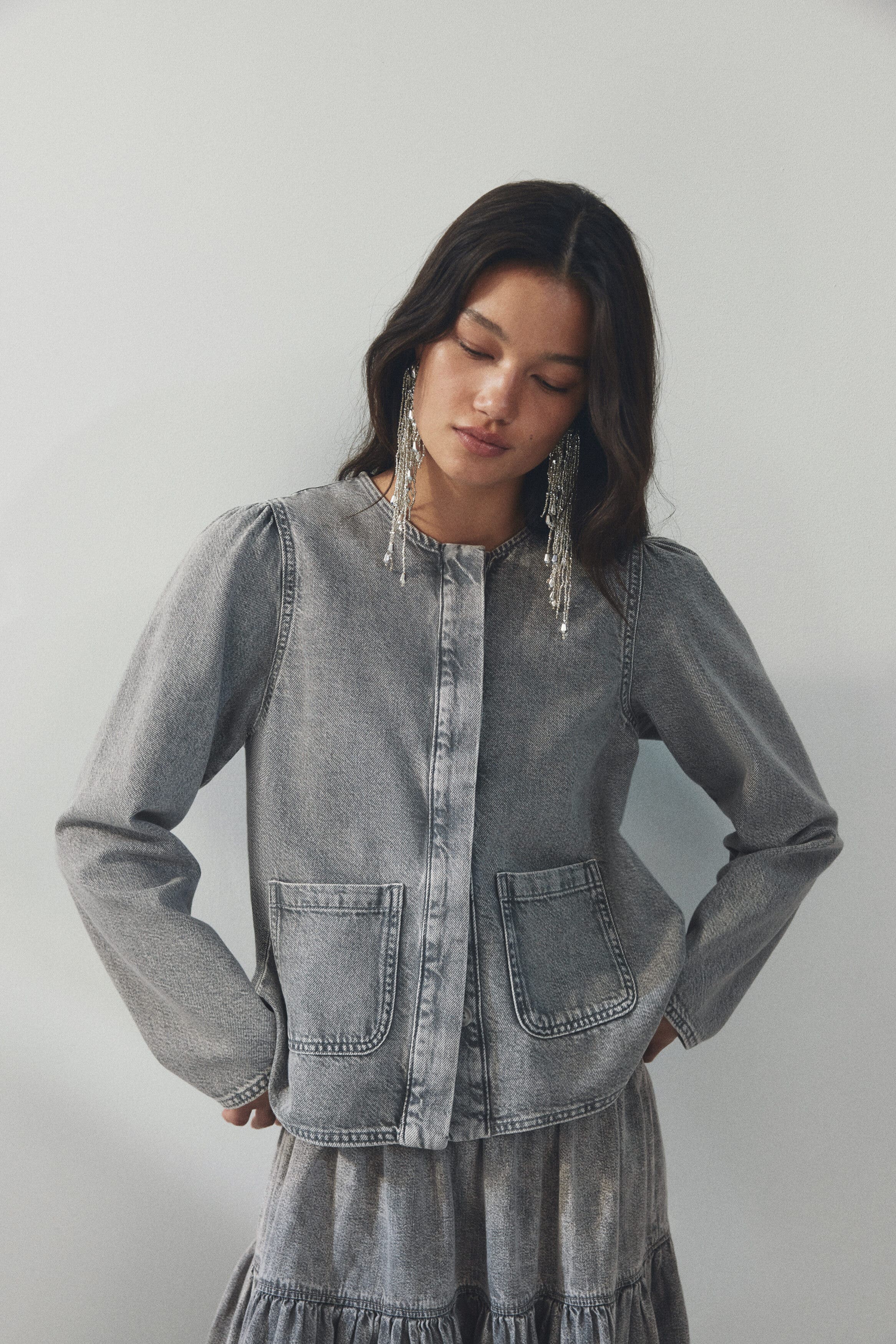 Puff-sleeved Denim Jacket - image 2