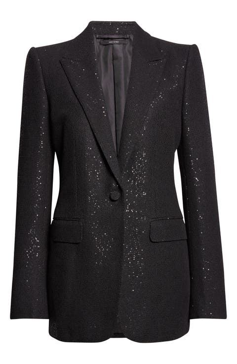 Sequin Wool Blend Blazer