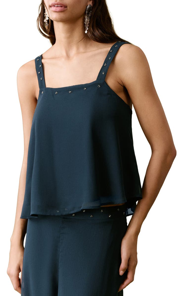 MANGO TEEN Embellished Square Neck Camisole, Main, color, 