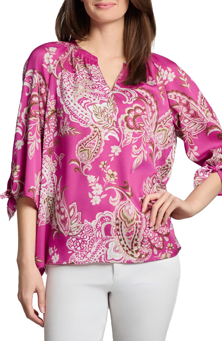 Jones New York Paisley Print Raglan Sleeve Top, Main, color, 