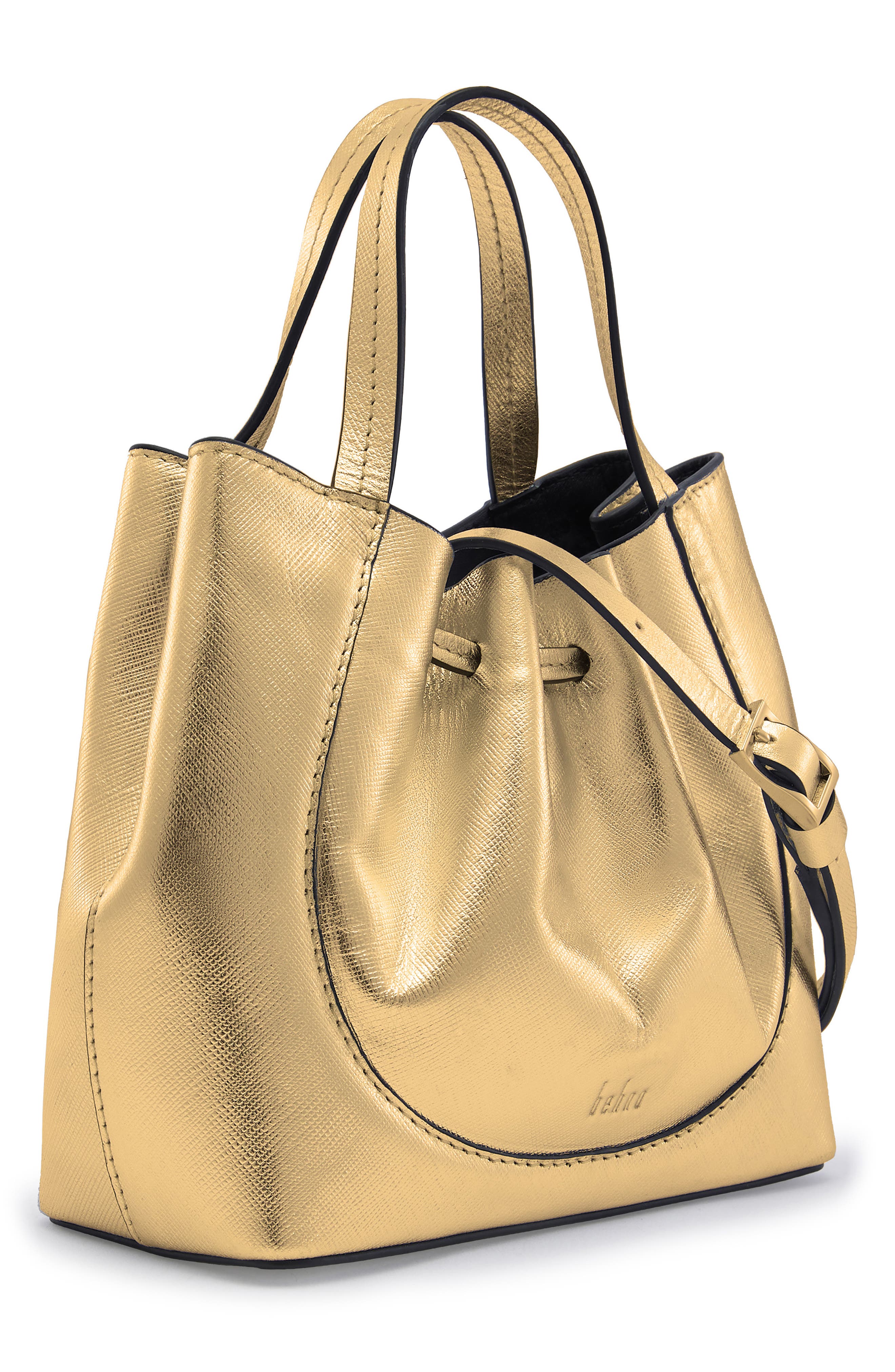 behno Mini Katrina Metallic Leather Crossbody Tote, Alternate, color, Gold