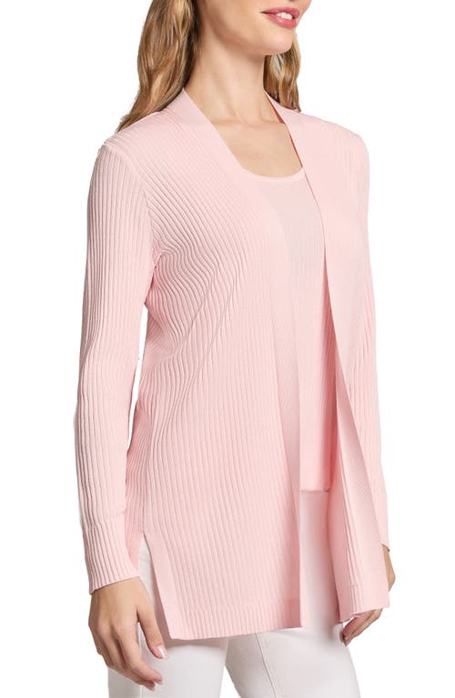 Jones New York Open Front Rib Cardigan In Petal Pink