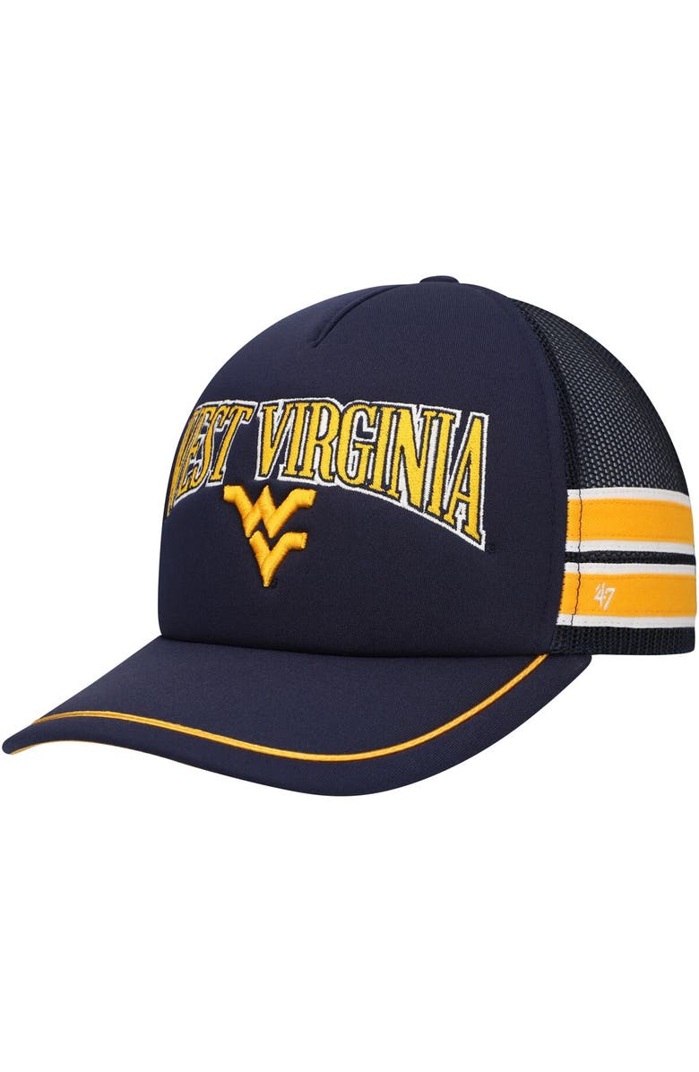 '47 Men's '47 Navy West Virginia Mountaineers Sideband Trucker Adjustable Hat, Main, color, Navy