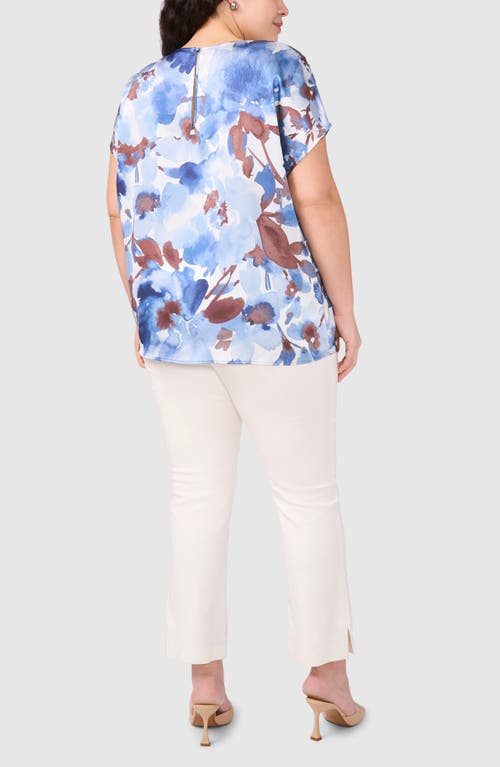 Halogenr Halogen(r) Printed Charmeuse Top In Blue Flower