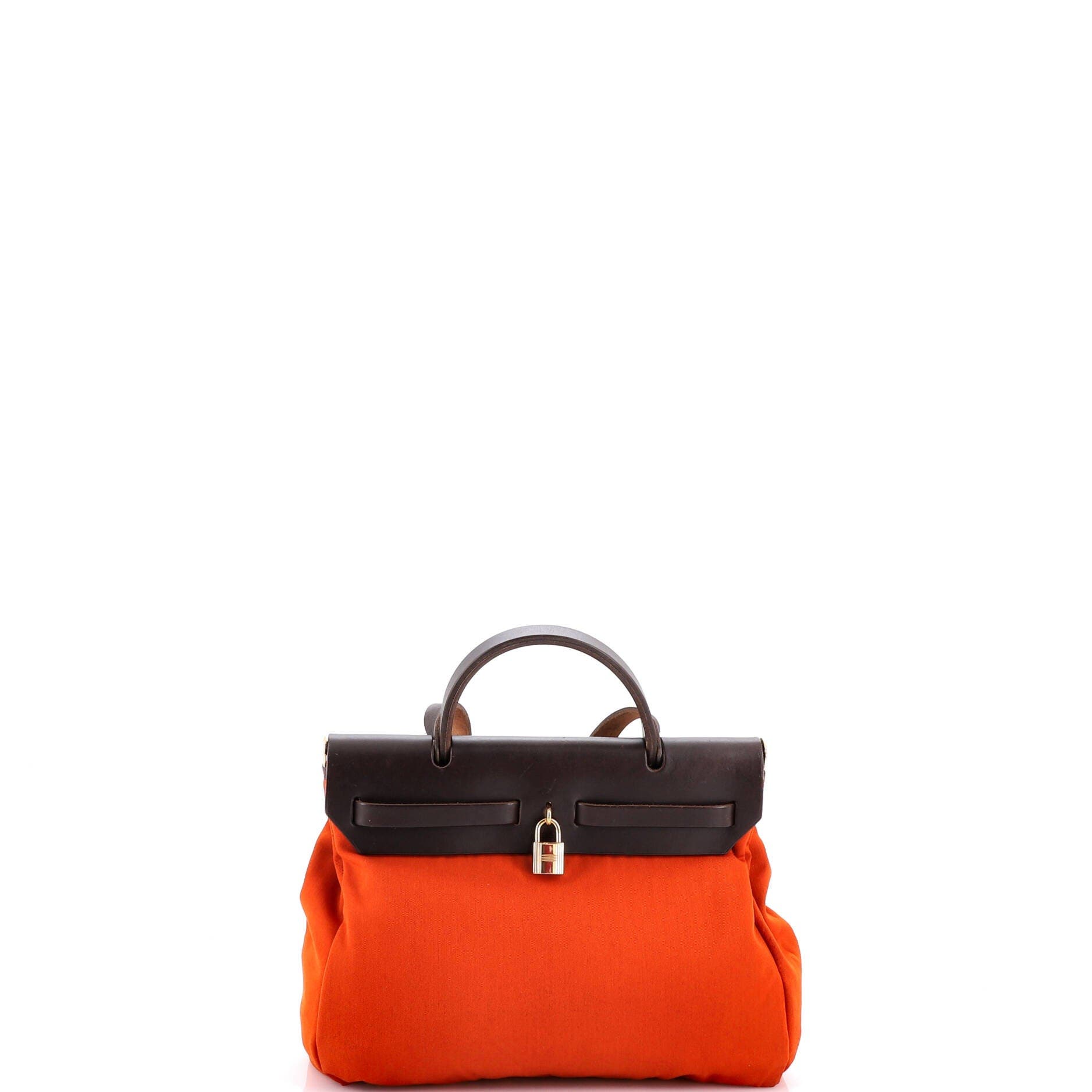 Pre-Owned Hermes Herbag Toile and Leather PM, Alternate, color, Orange