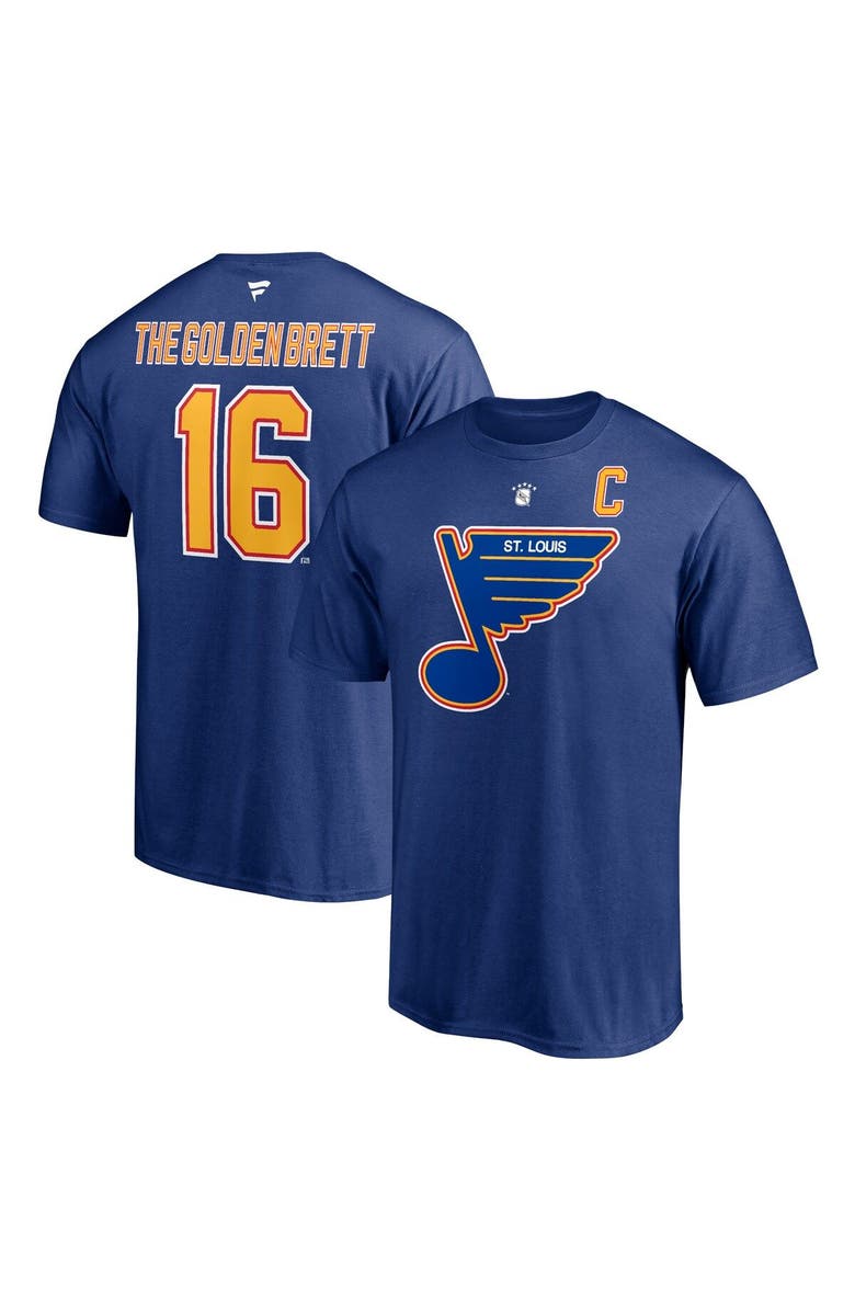 FANATICS Men's Fanatics Branded Brett Hull Blue St. Louis Blues Authentic Stack Retired Player Nickname & Number T-Shirt, Main, color, Blue