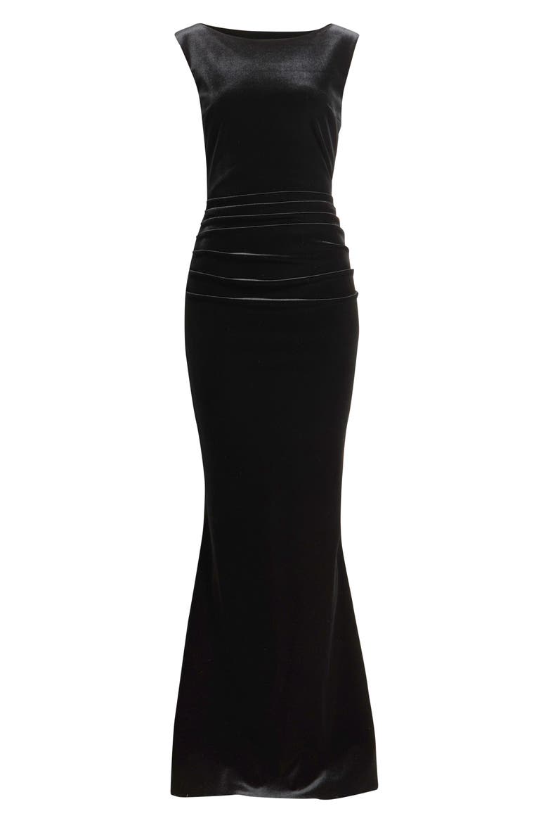 Nima Embellished Velvet Gown, Alternate, color, BLACK
