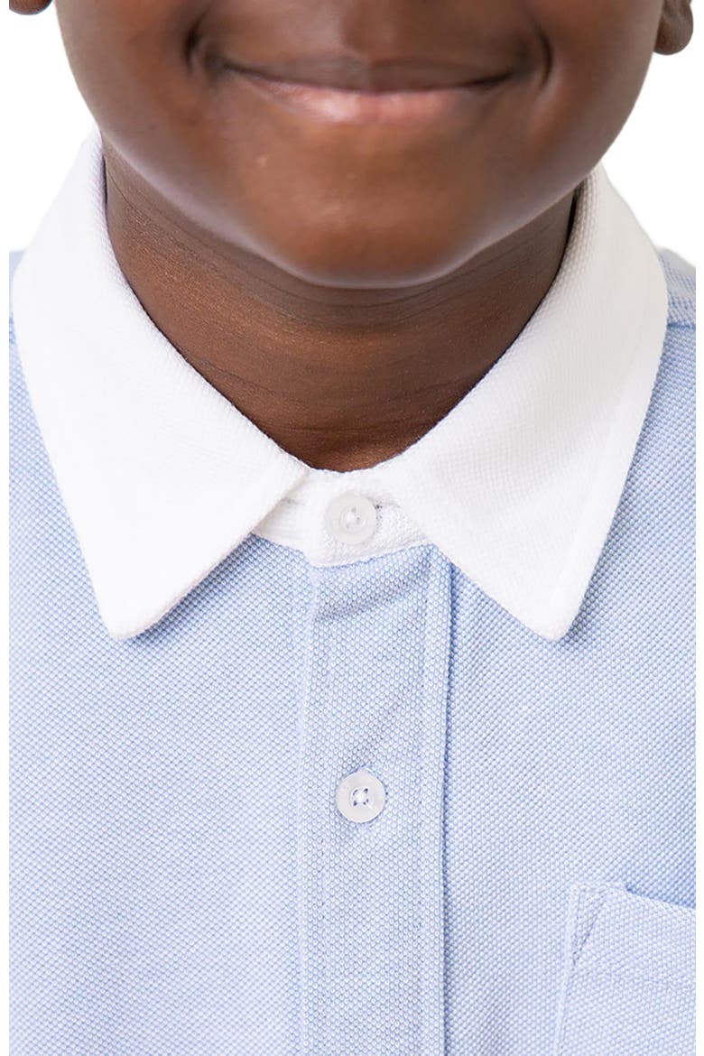 Boys' Organic Pique Button Down Shirt, Kids, Alternate, color, Light Blue with White Collar