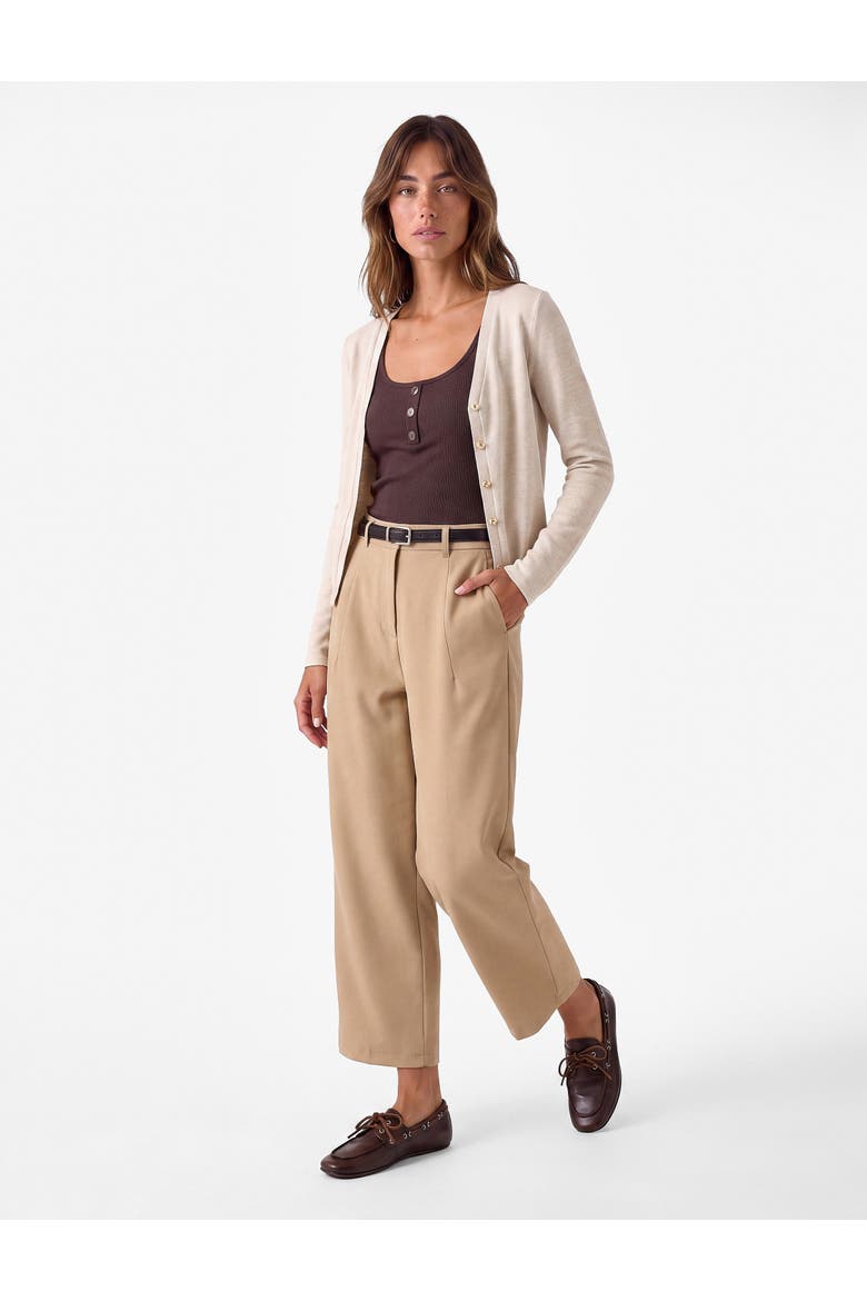 Belted Barrel Fit Pants, Main, color, BEIGE