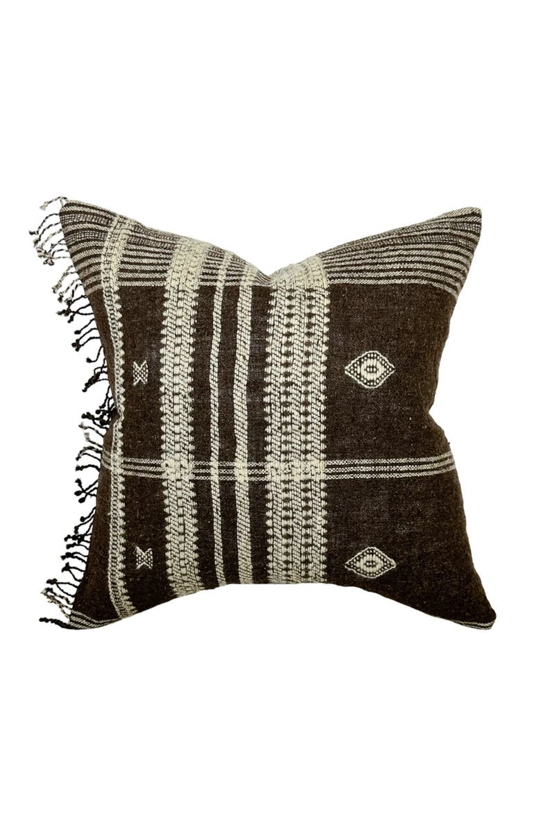 Linen & James Warren Deep Brown Indian Wool Pillow Cover, Main, color, 