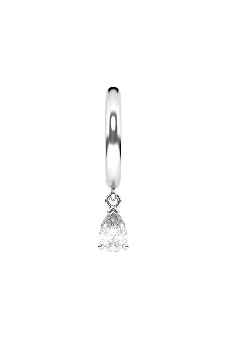 Lab Created Diamond Drop Huggie Hoop Earrings, Main, color, 18K WHITE GOLD