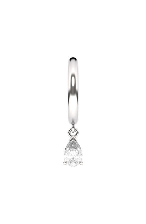 Lab Created Diamond Drop Huggie Hoop Earrings