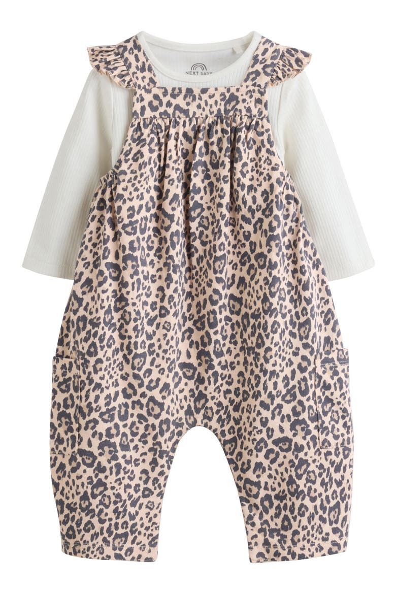 Kids' Animal Print Romper & Bodysuit Set, Main, color, BROWN