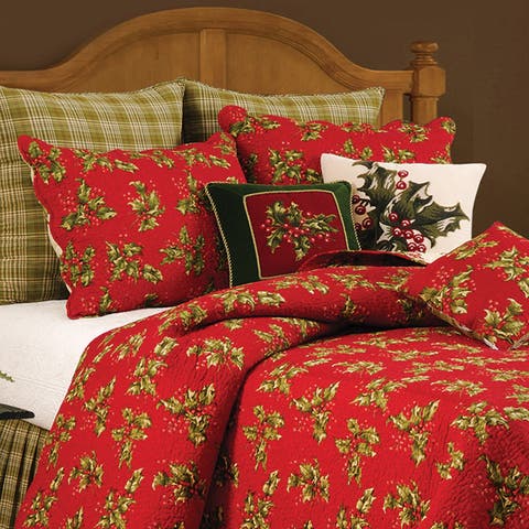 20" x 26" Holly Red Cotton Standard Sham - Machine Washable