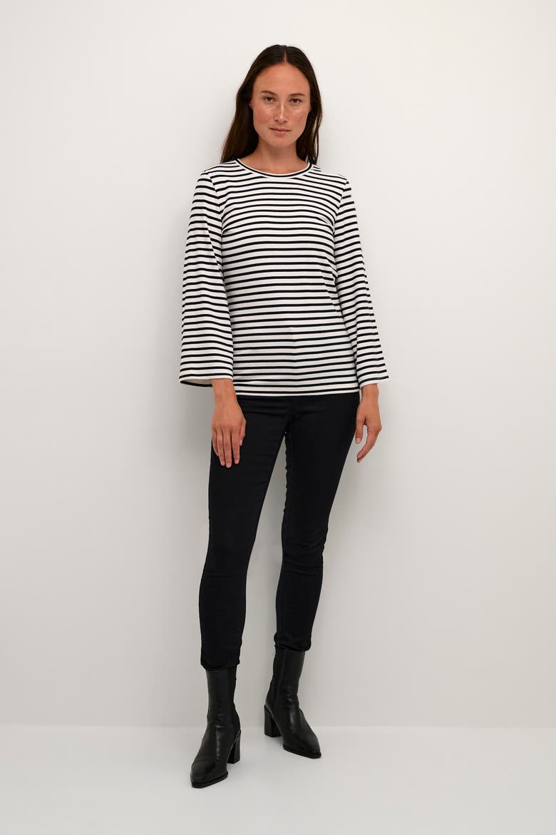 Liddy Jersey Blouse, Alternate, color, Chalk/black stripe