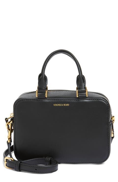 Boxy Top Handle Leather Bag