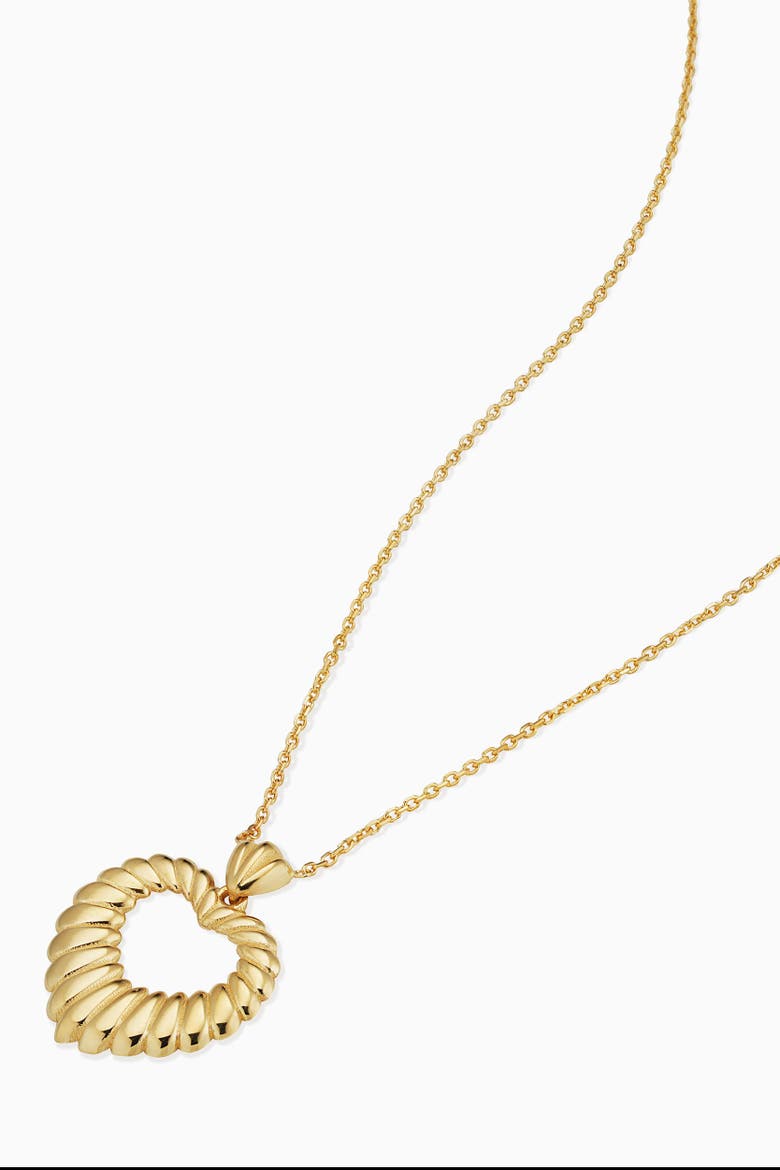 14K Yellow Gold Retro Heart Pendant Necklace, Alternate, color, Yellow Gold