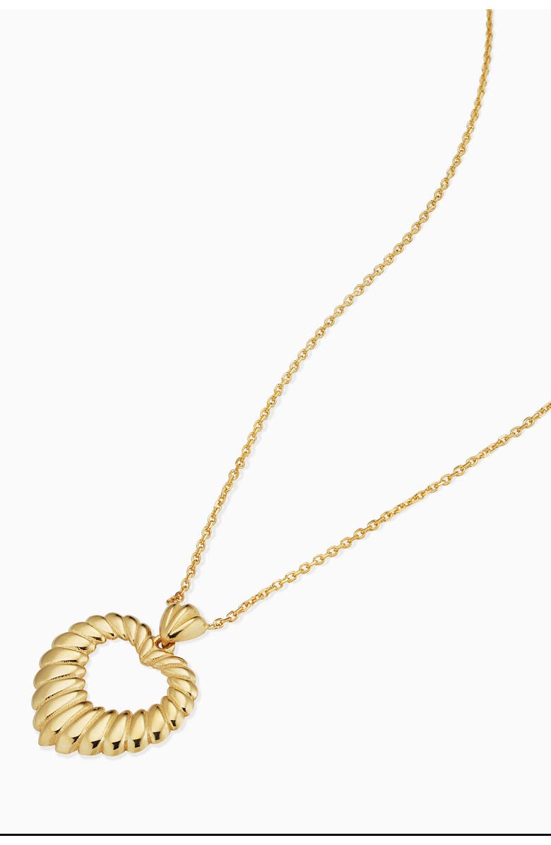 Oradina 14K Yellow Gold Retro Heart Pendant Necklace, Alternate, color, Yellow Gold