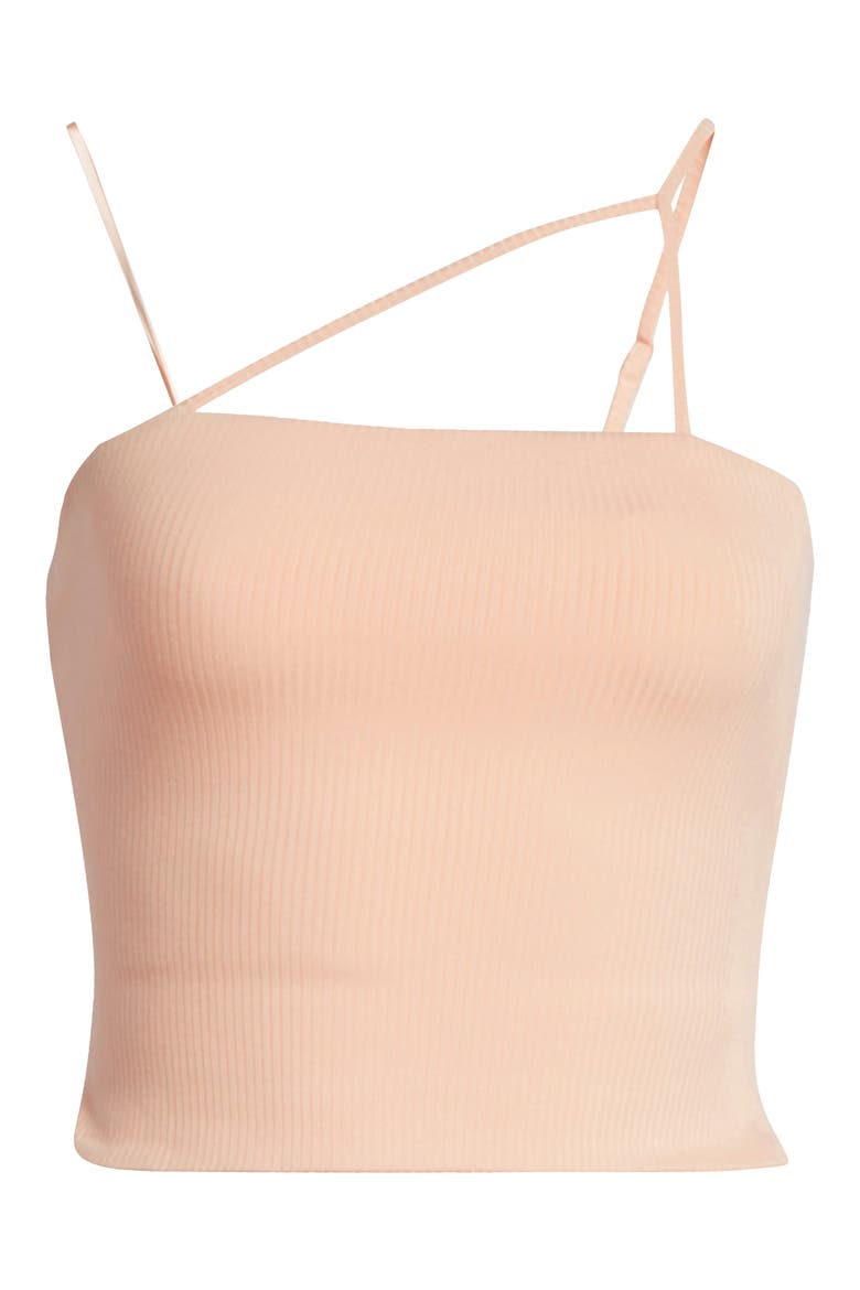 Saddle One-Shoulder Crop Top, Alternate, color, CREAM TAN