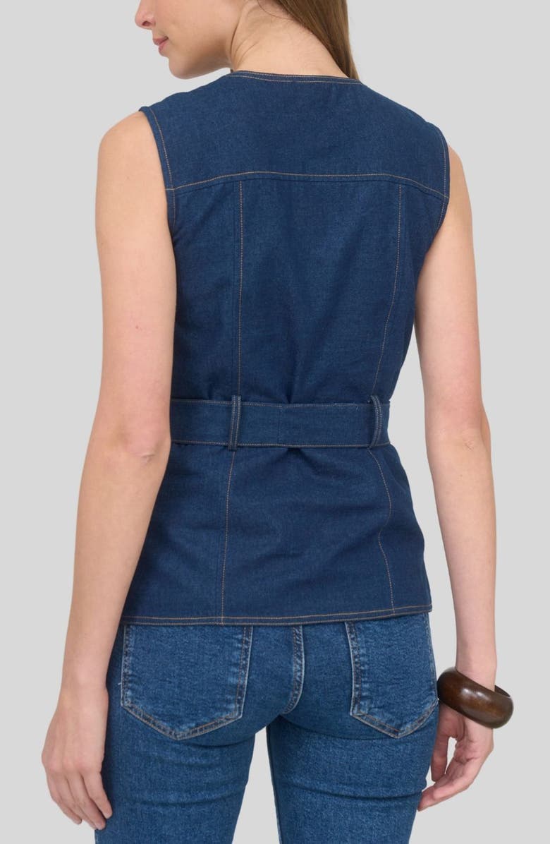 ZOE AND CLAIRE Tie Waist Denim Vest, Alternate, color,