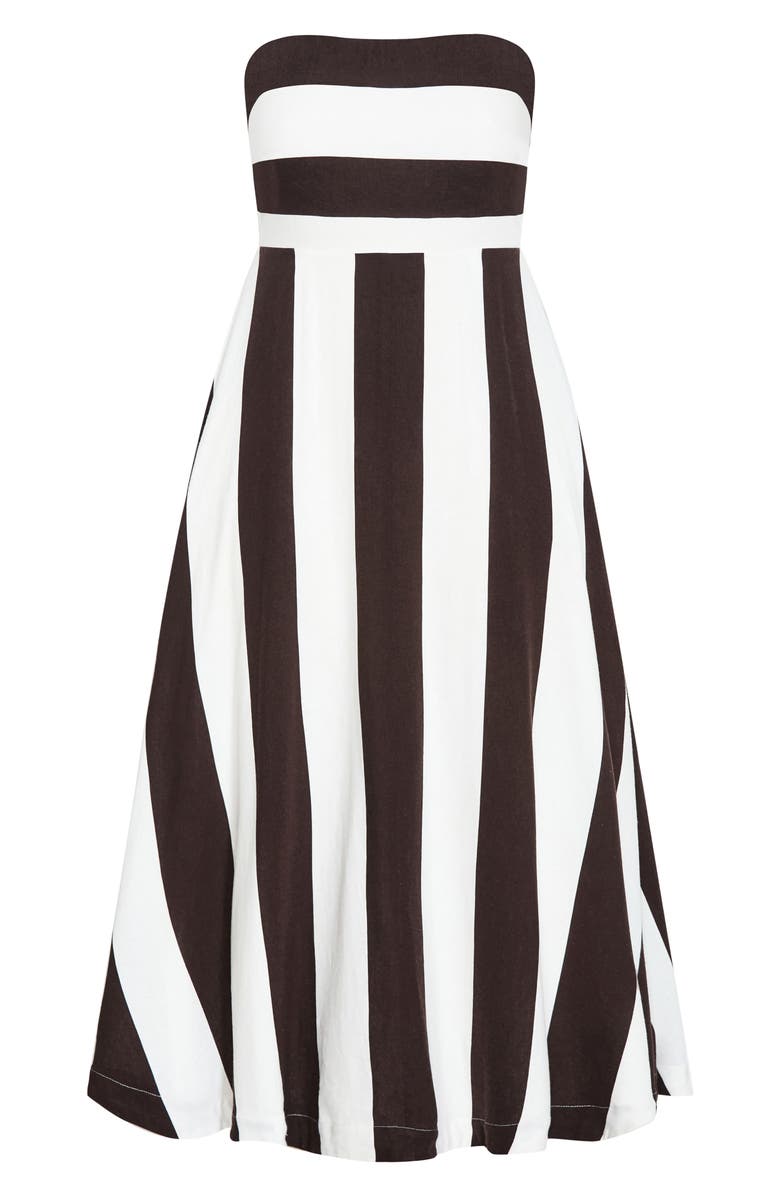 City Chic Simone Stripe Maxi Dress, Alternate, color, Chocolate/ Ivory