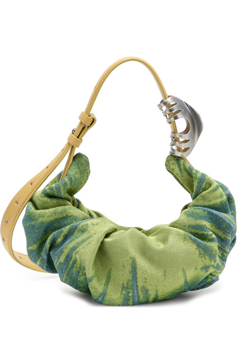 DIESEL<sup>®</sup> Small Grab-D Satin Denim Scrunched Hobo Bag, Alternate, color, Green