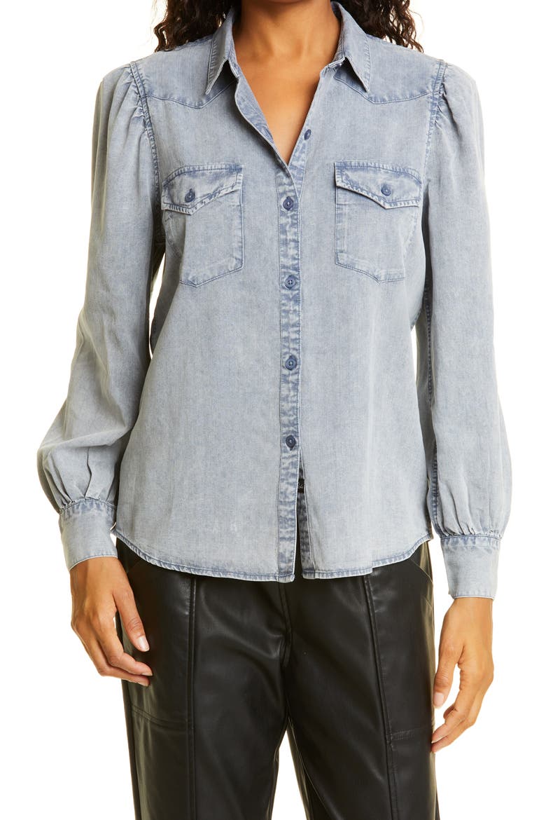 Ada Tencel® Lyocell Blend Denim Shirt, Main, color, BLUE ACID WASH