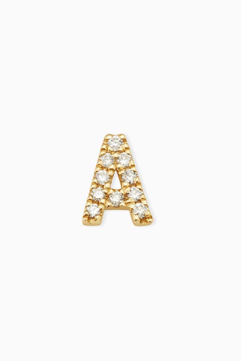 14K Gold Luxe Letter Diamond Initial Single Stud