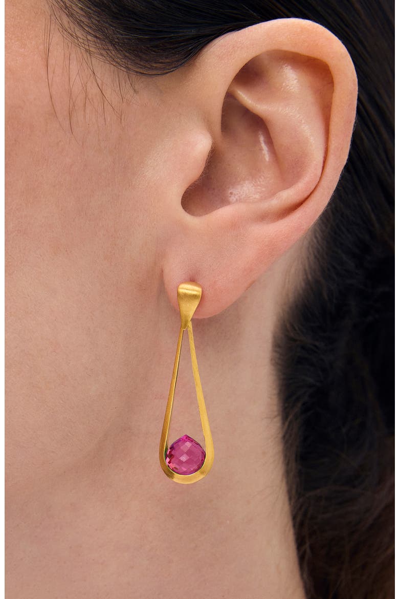 Mini Samui Simulated Stone Drop Earrings, Alternate, color, SIAM PINK