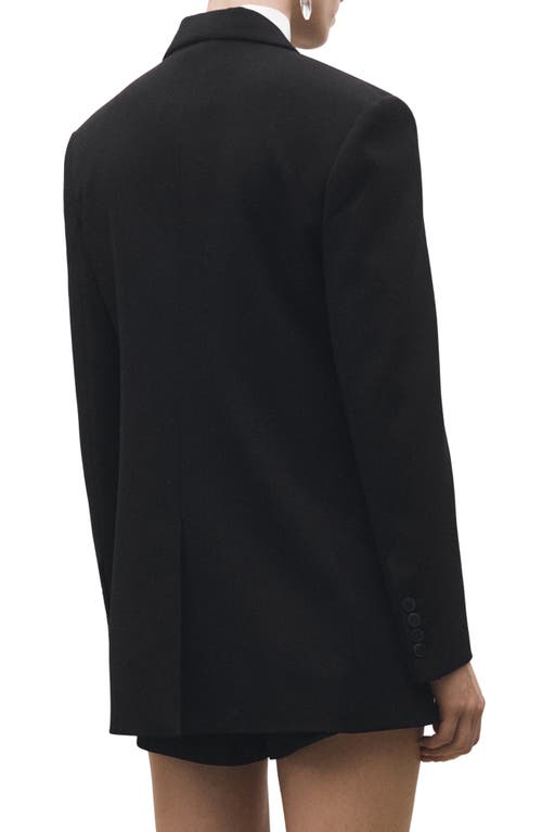 Mango Straight Button Suit Blazer In Black