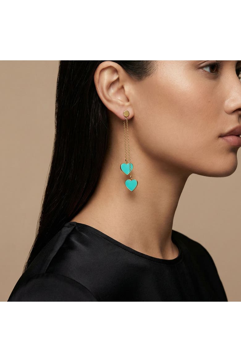 Single Hearted Girl Heart Earrings, Gold Filled, Alternate, color, Turquoise