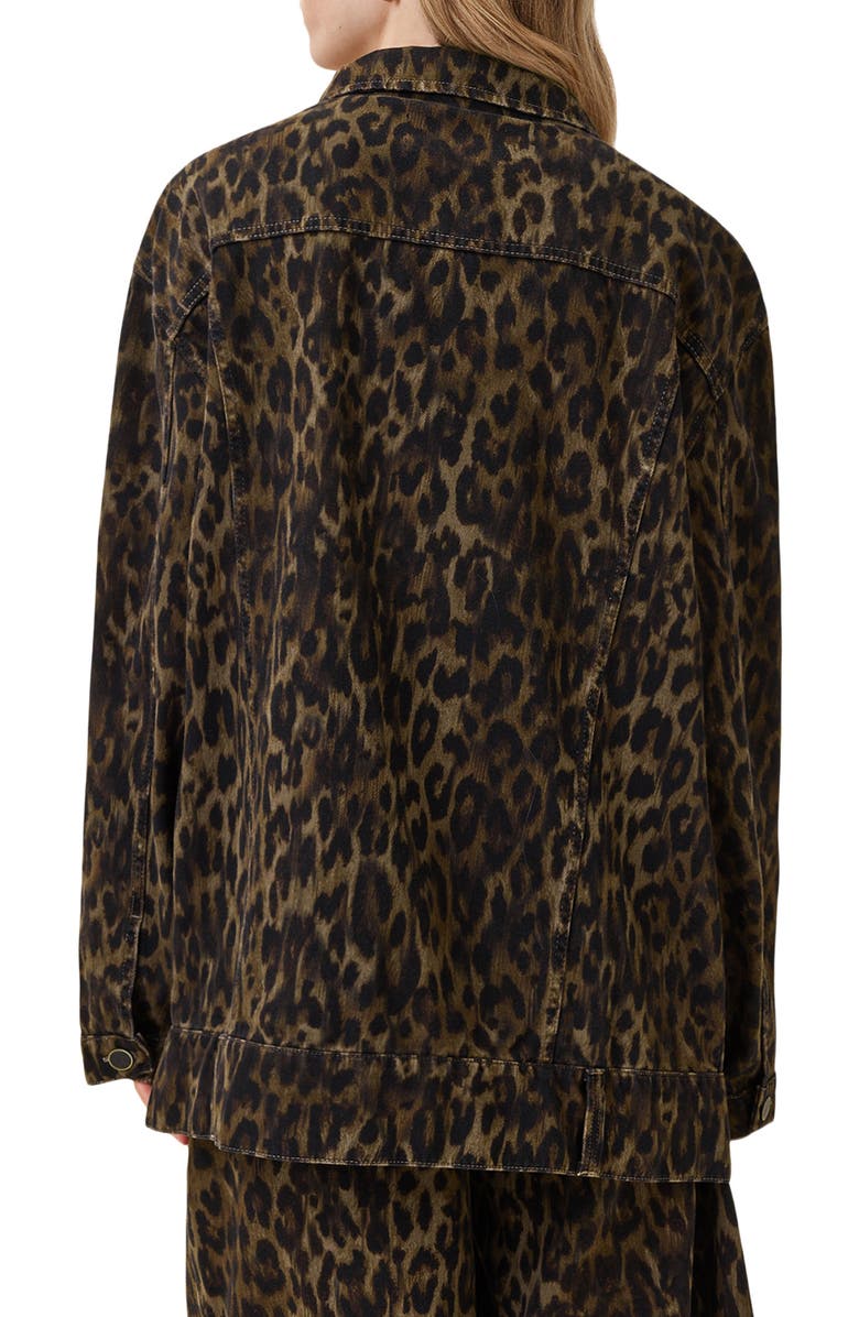 AllSaints Willow Leopard Print Denim Jacket, Alternate, color, 