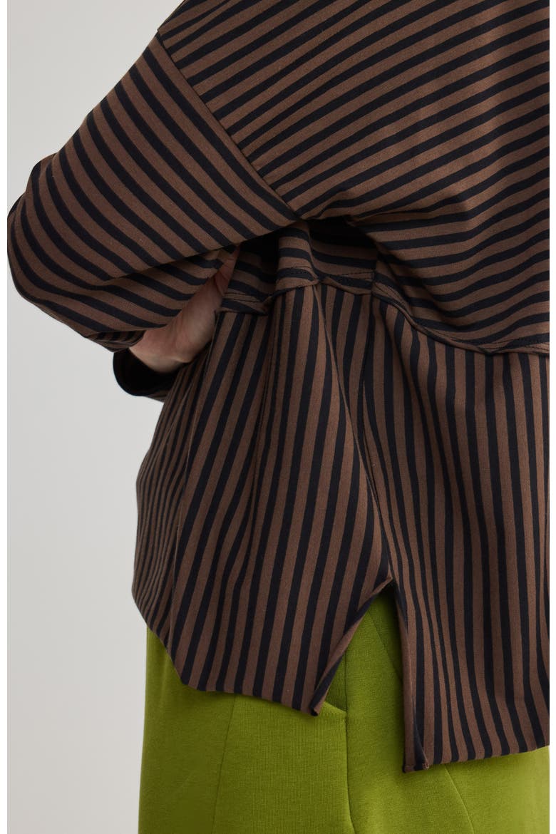 Ophelia Crew Neck Cotton Jersey Top, Alternate, color, Brown Striped