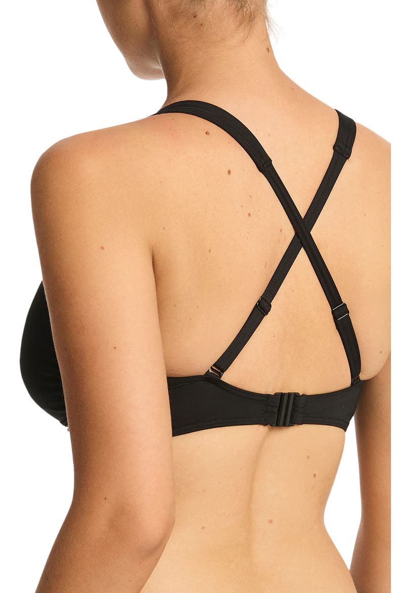 Cross Front Bra Swim Top, Alternate, color, BLACK