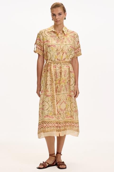 Abbey Short Sleeve Printed Midi Dress