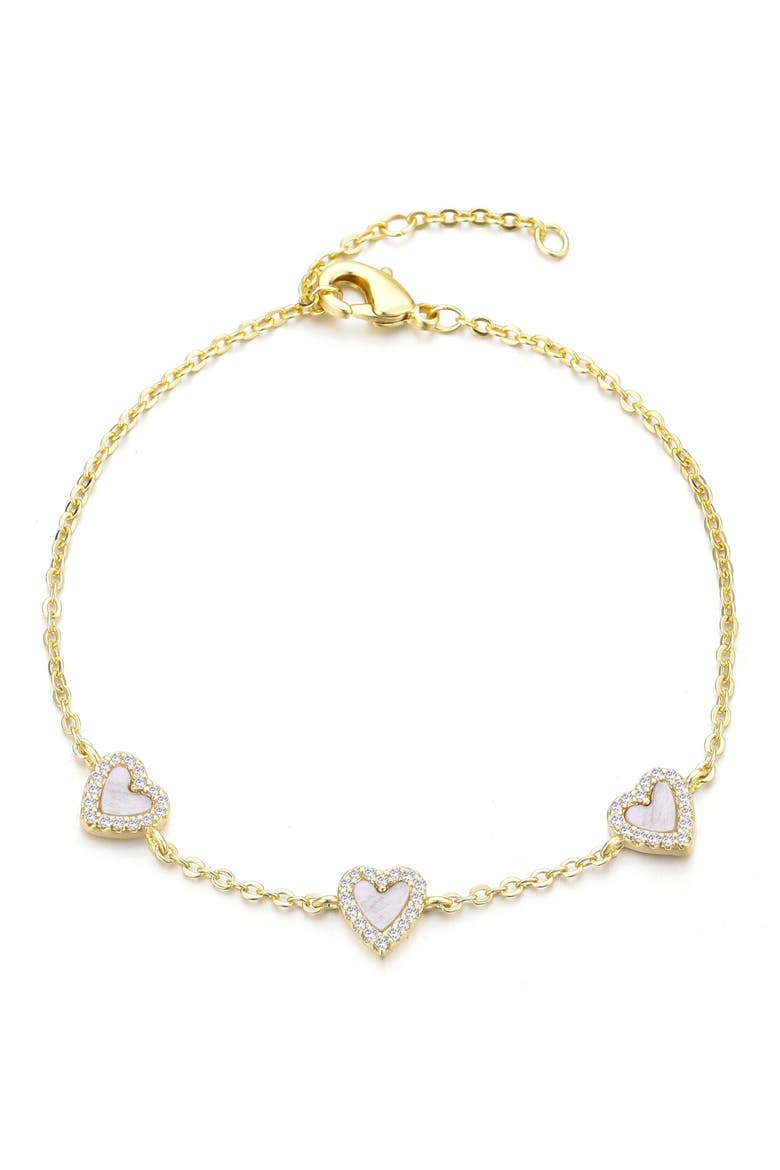Pavé CZ Mother of Pearl Station Bracelet, Main, color, WHITE
