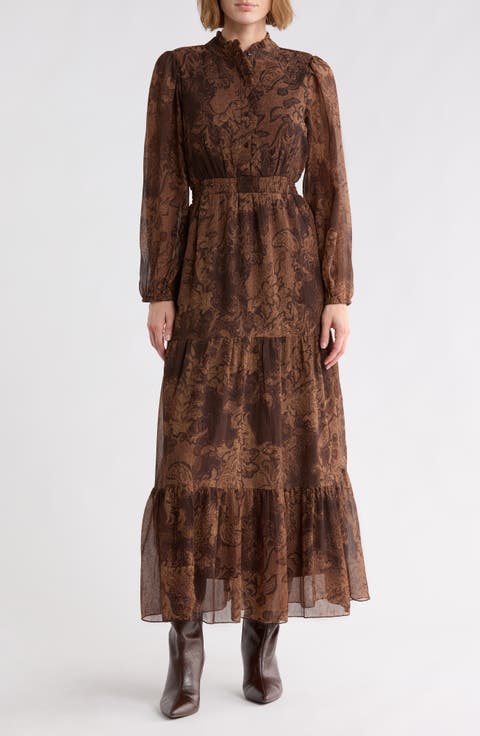 Ruffle Long Sleeve Shirtdress