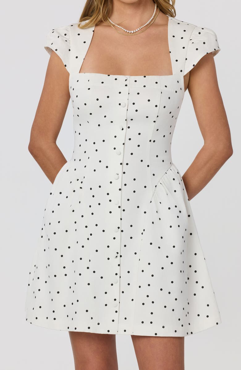 ASTR the Label Averi Polka Dot Minidress, Alternate, color, White/ Black Polka Dot