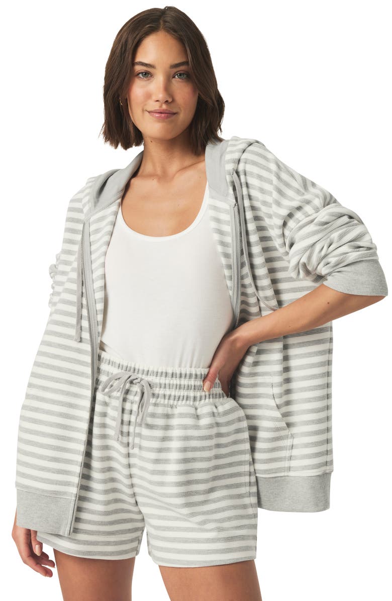 Splendid Stripe Drawstring Terry Shorts, Alternate, color, Light Heather Grey Stripe