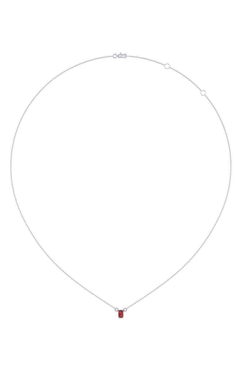 LuvMyJewelry La Vie Emerald Cut Garnet & Diamond Pendant Necklace - 0.04ct., Alternate, color, 