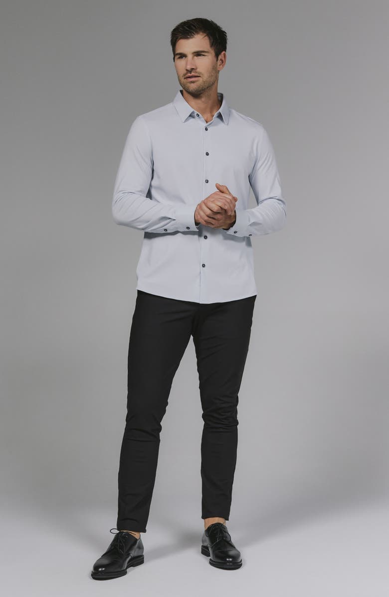 7 Diamonds Girona Solid Performance Button-Up Shirt, Alternate, color, Breakwater