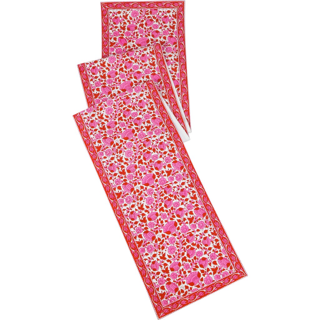 Tiramisu Print Cotton Table Runner In Red/pink