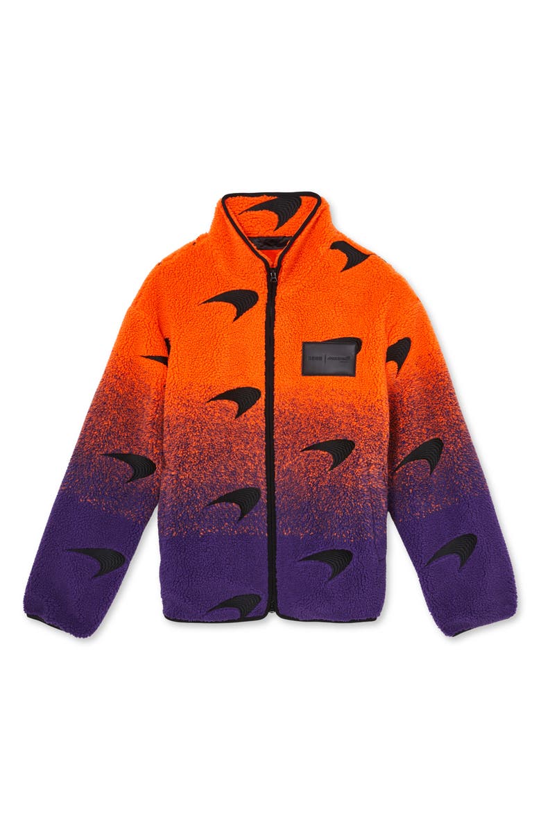 Reiss x McLaren Drift Ombré Fleece Jacket, Alternate, color, Papaya Orange/ Purple