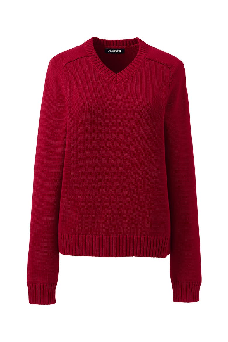 School Uniform Young  Cotton Modal V-neck Sweater, Alternate, color, Red