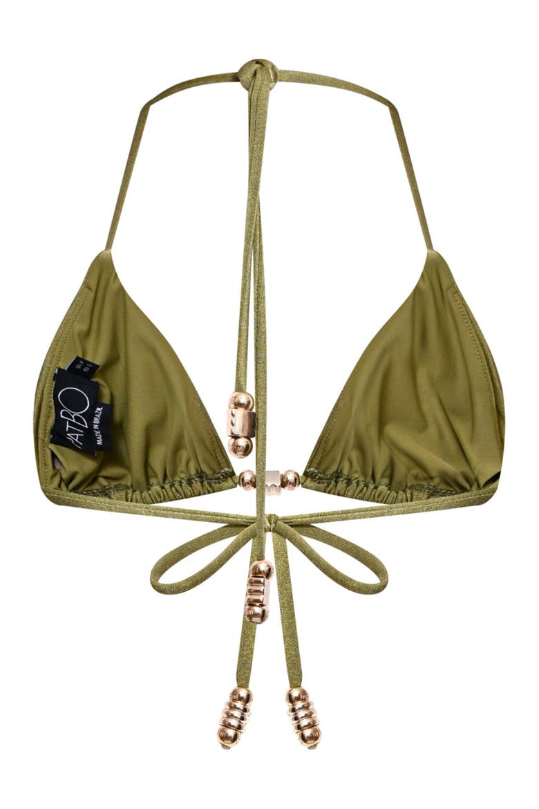 Jade Lycra Lace Bikini Top, Alternate, color, GREEN